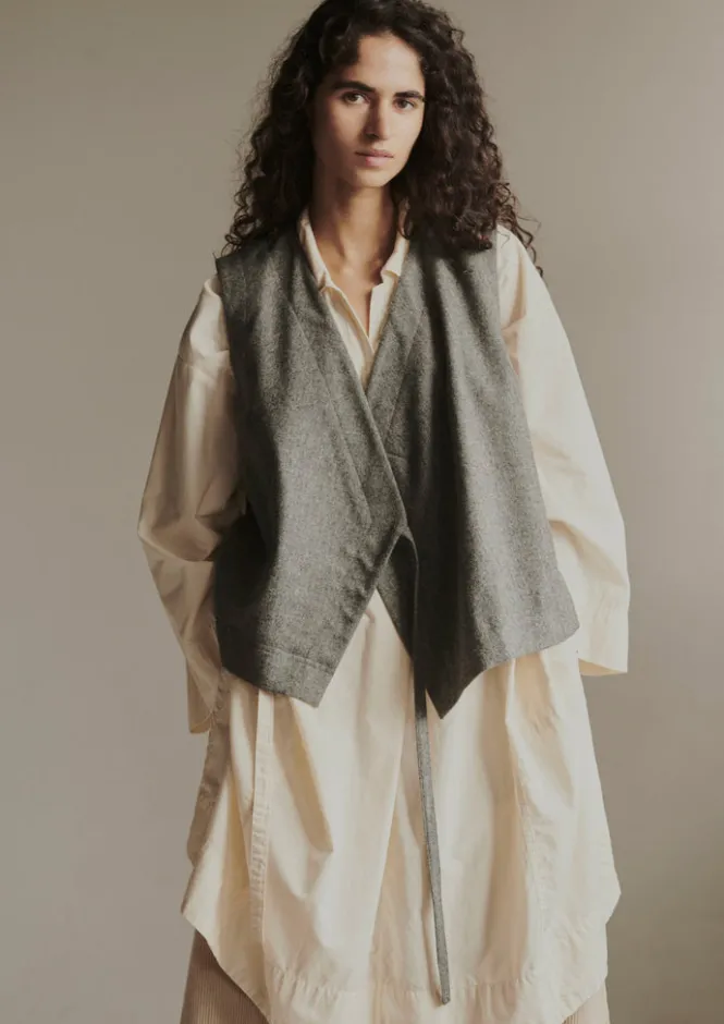 Coats & Jackets-TOAST Wool Flannel Sleeveless Jacket GreyMelange