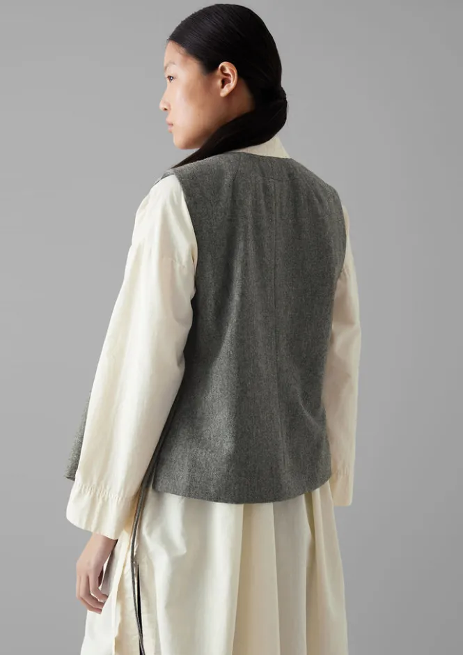 Coats & Jackets-TOAST Wool Flannel Sleeveless Jacket GreyMelange