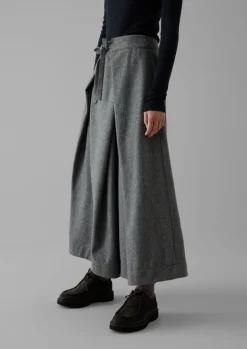Skirts|Trousers-TOAST Wool Flannel Tie Front Culottes GreyMelange