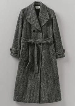Coats & Jackets-TOAST Wool Herringbone Belted Coat GreyMelange