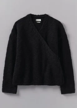 Jersey|Loungewear-TOAST Wool Knitted Wrap Jacket Black