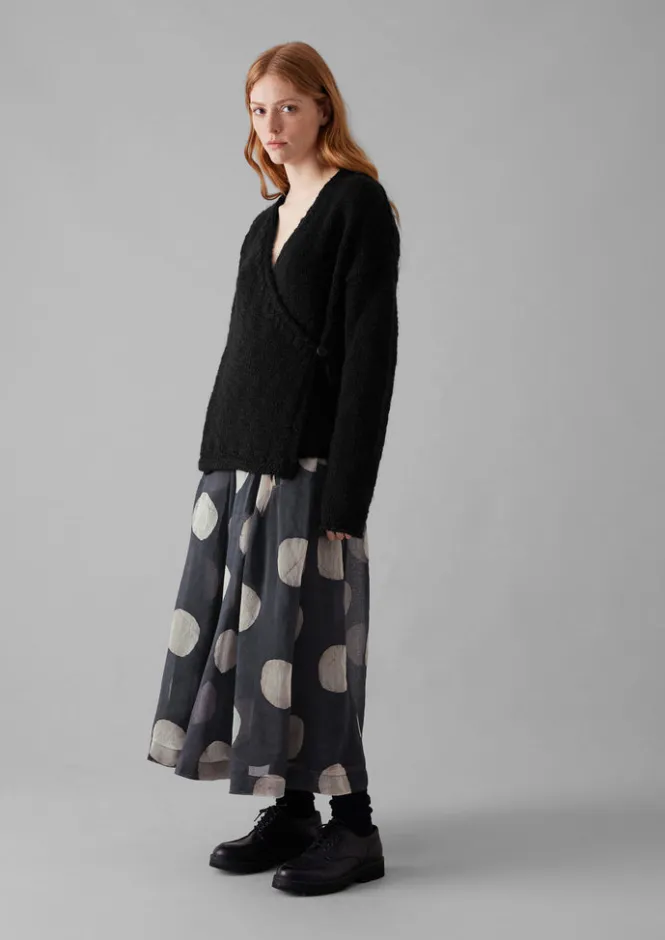 Jersey|Loungewear-TOAST Wool Knitted Wrap Jacket Black