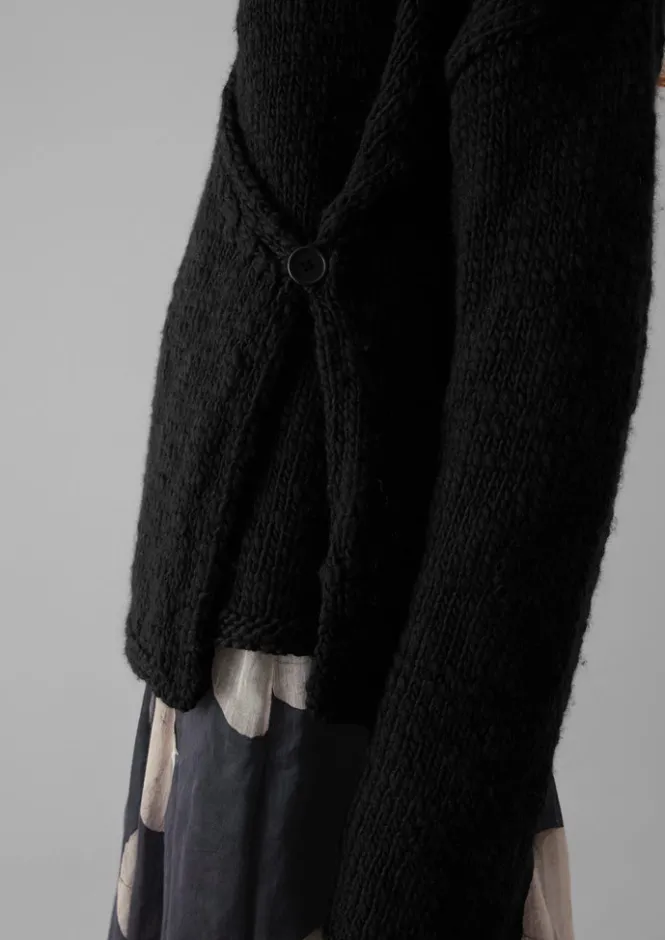 Jersey|Loungewear-TOAST Wool Knitted Wrap Jacket Black