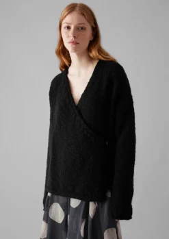 Jersey|Loungewear-TOAST Wool Knitted Wrap Jacket Black