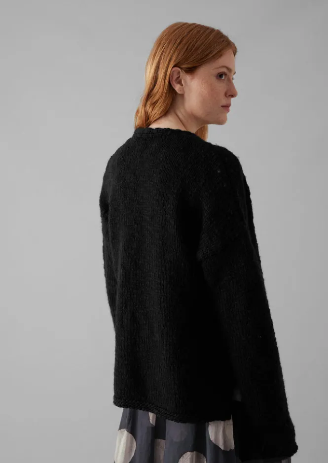 Jersey|Loungewear-TOAST Wool Knitted Wrap Jacket Black