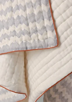 Textiles|Blankets & Throws-TOAST Zig Zag Block Print Cotton Quilt OffWhite/Midnight